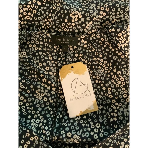 Rag & Bone Short Sleeve Black Splatter Print Silk Top, Size 4 - Picture 5 of 5